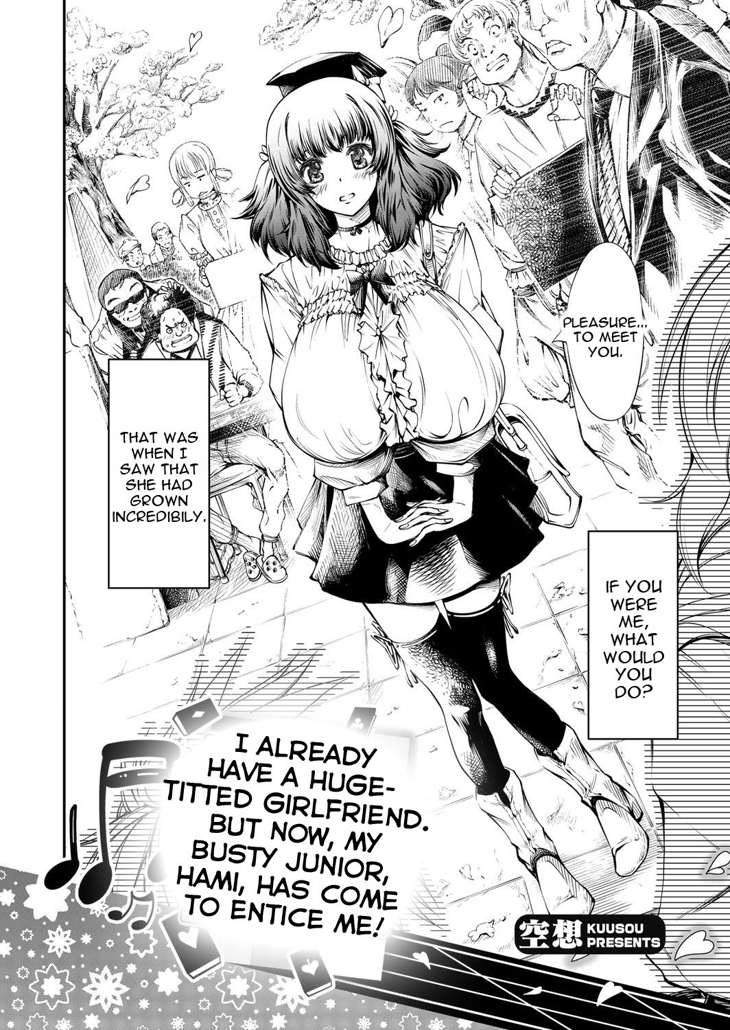Kyonyuu no Kanojo ga Iru Ore o Soreyori Hamideru Chichi o Motsu Kouhai ga Sasotte Kite… | I Already Have a Huge Titty Girlfriend, But Now My Busty Junior, Hami, Has Come to Entice Me! page 2 full