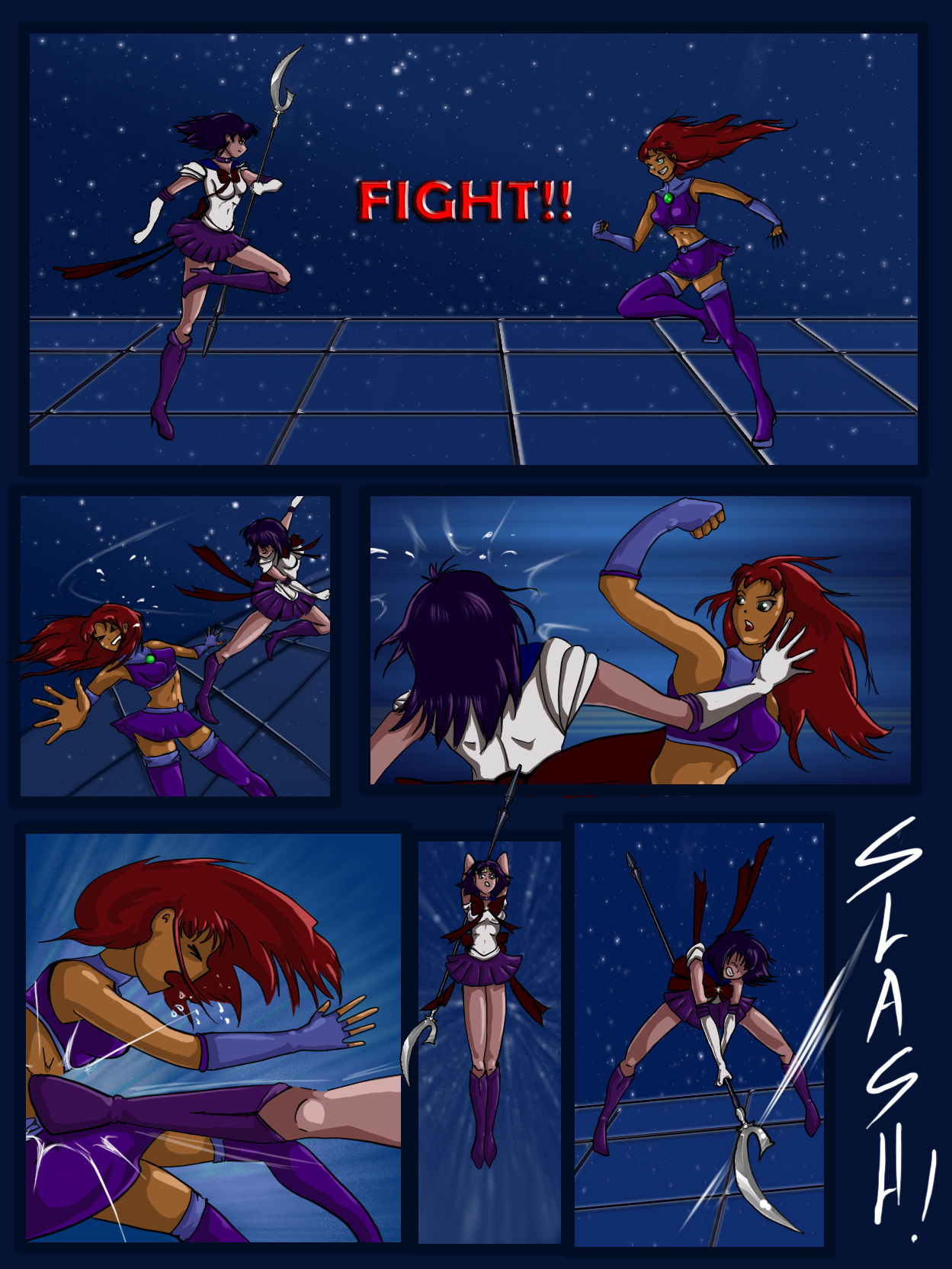 Sailor Saturn vs. Starfire page 1 full